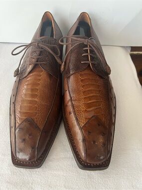 Men's Brown Exotic-Texture Lace-Up Derby Shoes